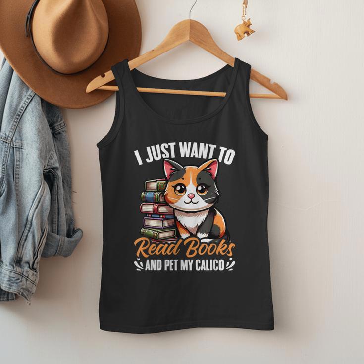 Kawaii Feline Book Reading Read Books Pet My Calico Cat Men Women Men Tank Top