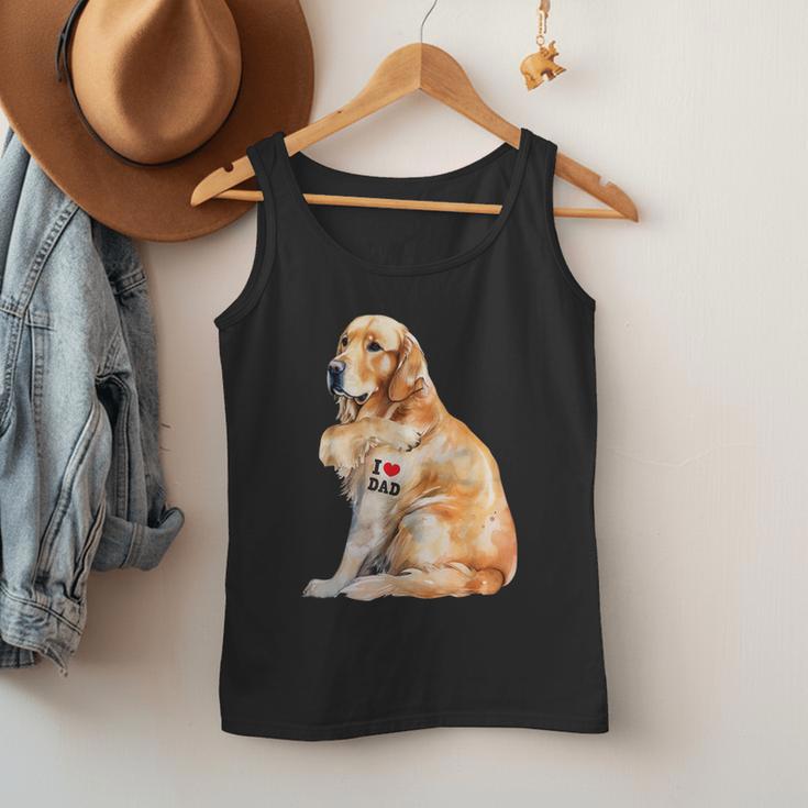 I Love Dad Patriotic Golden Retriever Canine Dog Lover Men Tank Top