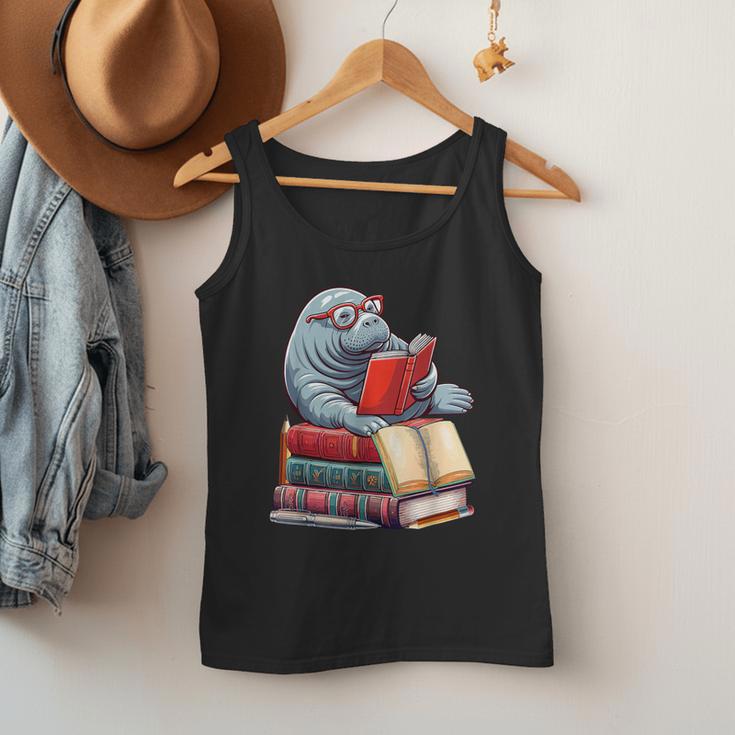 Manatee Reading Books Matching Bookworm Readers Librarian Men Tank Top