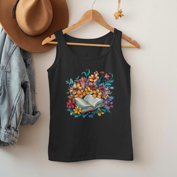 Open Book With Colorful Floral Reading Magic Men Tank Top