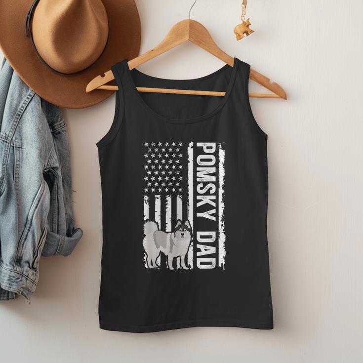 Pomsky Dad American Flag Pomsky Owner Pomsky Lover Men Tank Top
