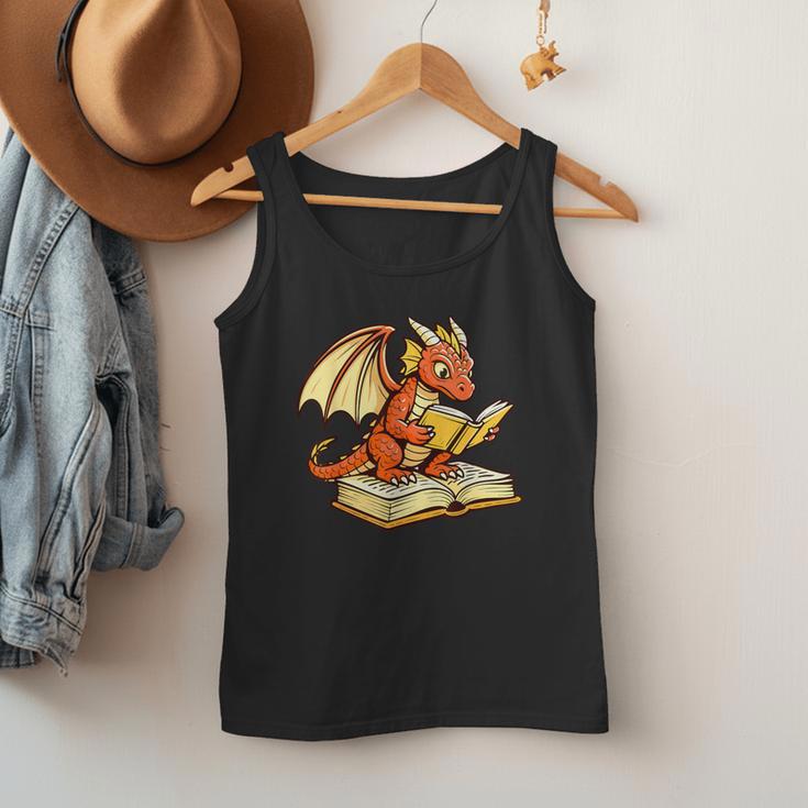 Reading Dragon Book Lover Bookworm Reader Men Tank Top