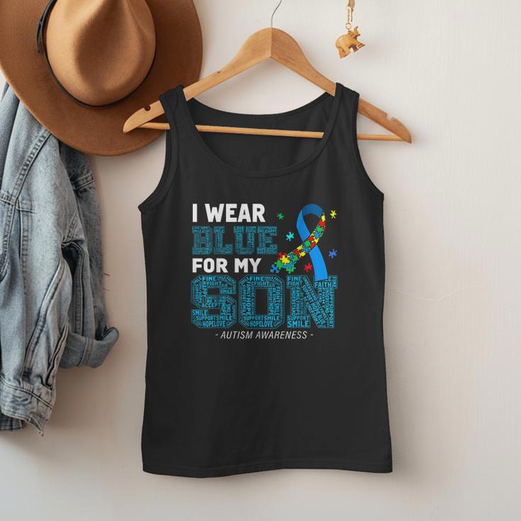 I Wear Blue For My Son Autism Awareness Mom Dad Parents Men Tank Top