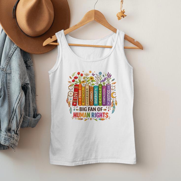Boho Floral Book Big Fan Of Human Rights Liberal Protest Men Tank Top