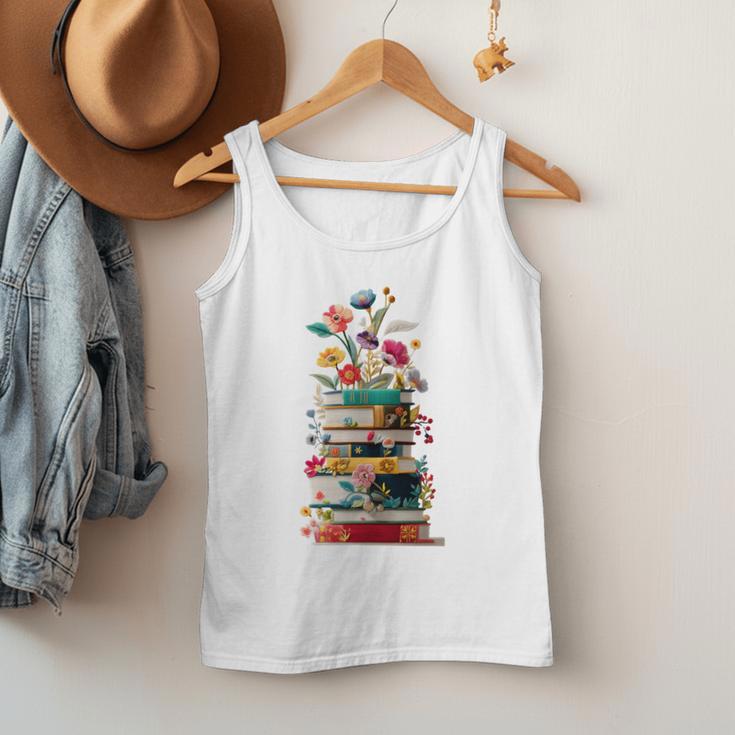 Book Stack With Flowers Reading Lover Bookish Men Tank Top