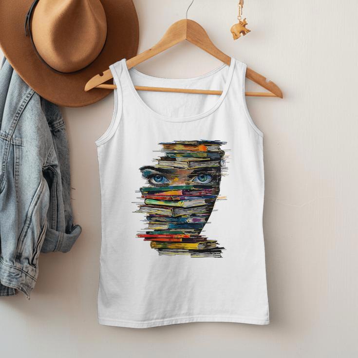 Book Women Graphic Art Colorful Eyes Men Tank Top