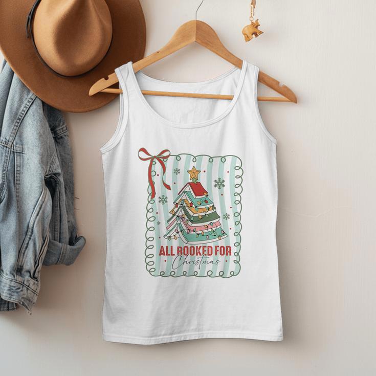 All Booked For Christmas Book Xmas Tree Coquette Bow Lights Men Tank Top