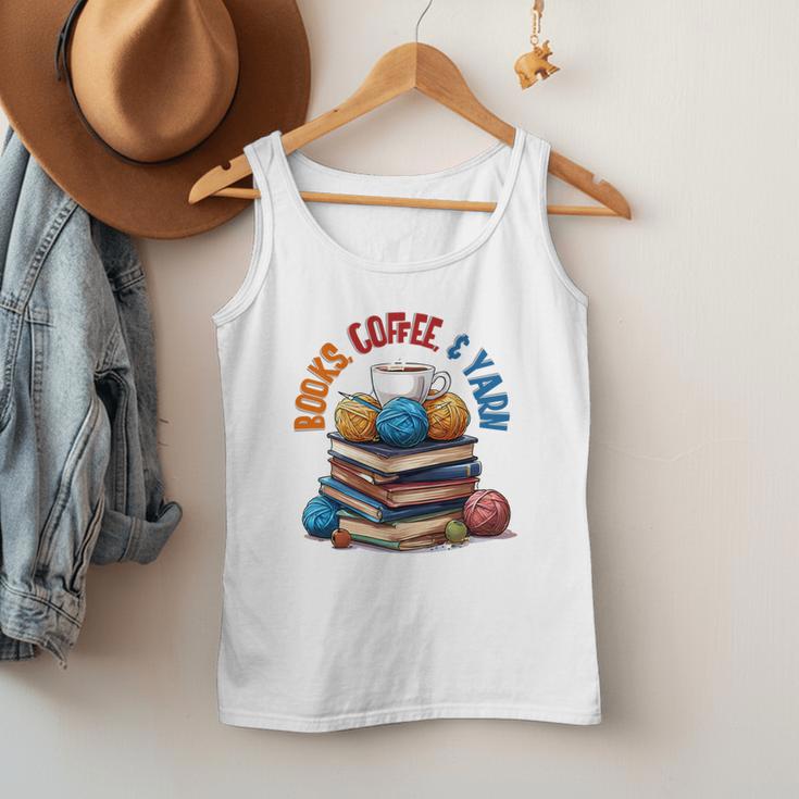 “Books Coffee & Yarn Enthusiast Cozy Reader Men Tank Top