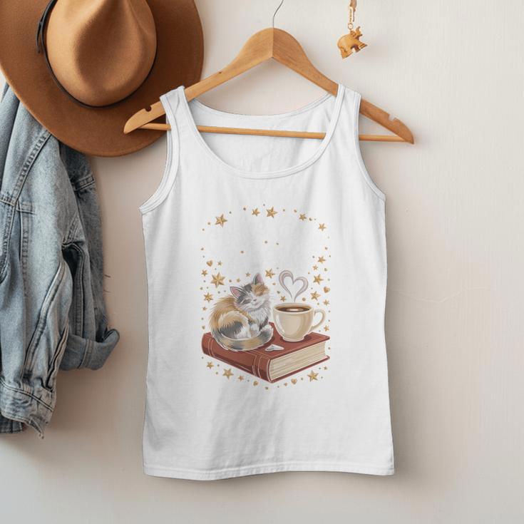 Coffee Cats & Books Cute Cat Book Lover Reading Men Tank Top