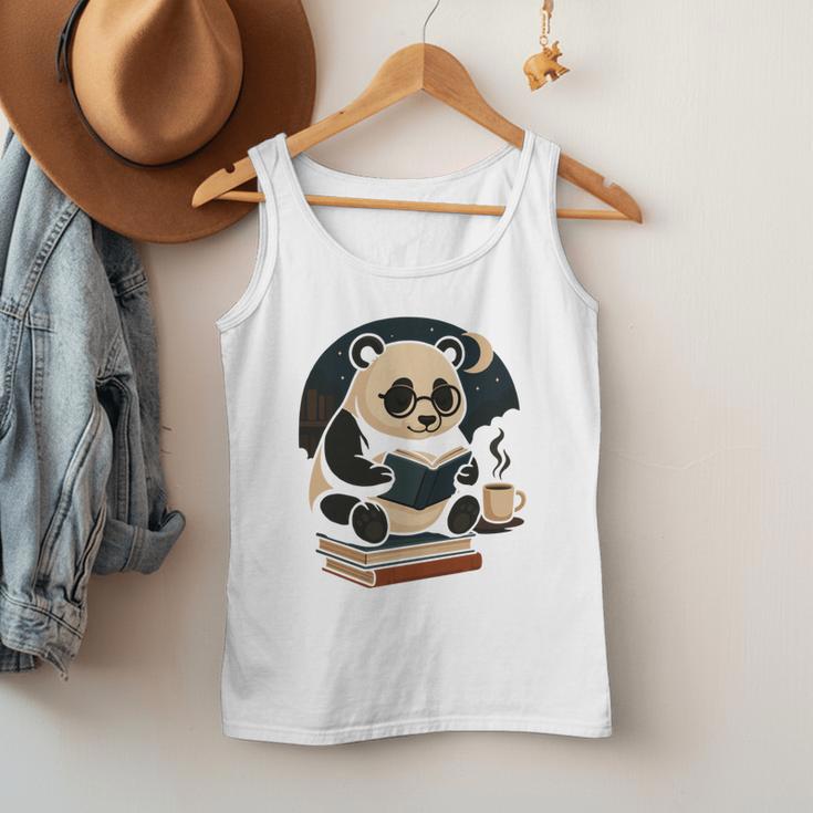 Cute Panda Reading Book Under Moon Bookworm Coffee Lover Men Tank Top Cute Panda Reading Book Under Moon Bookworm Coffee Lover Men Tank Top