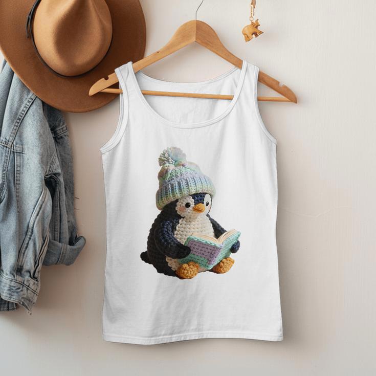 Cute Penguin Reading Book Faux-Crochet Print Men Tank Top Cute Penguin Reading Book Faux-Crochet Print Men Tank Top