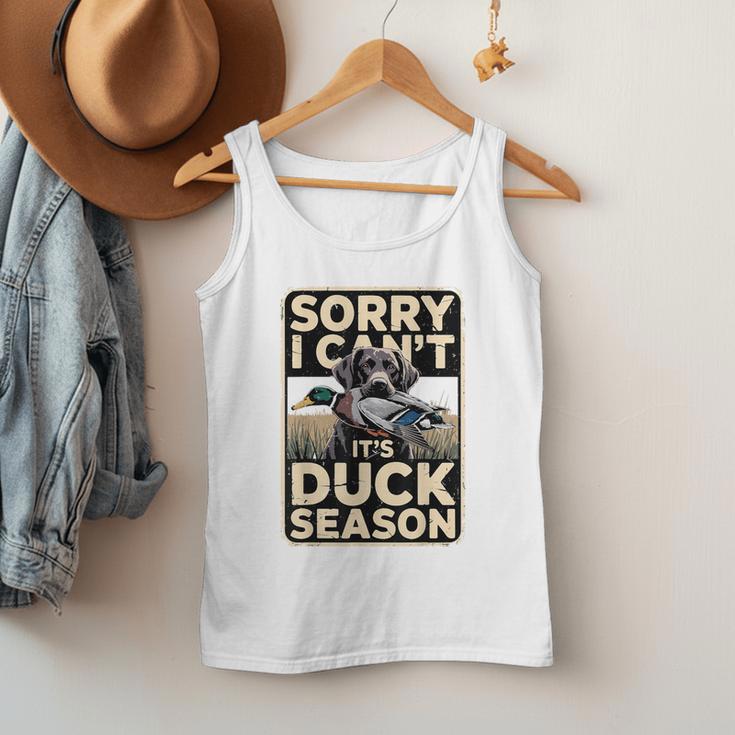 Duck Hunting Dog Sorry I Cant Its Duck Season Dad Joke Men Tank Top