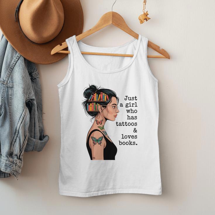 Just a Girl Who Has Tattoos And Love Books Tattooed Inked Men Tank Top