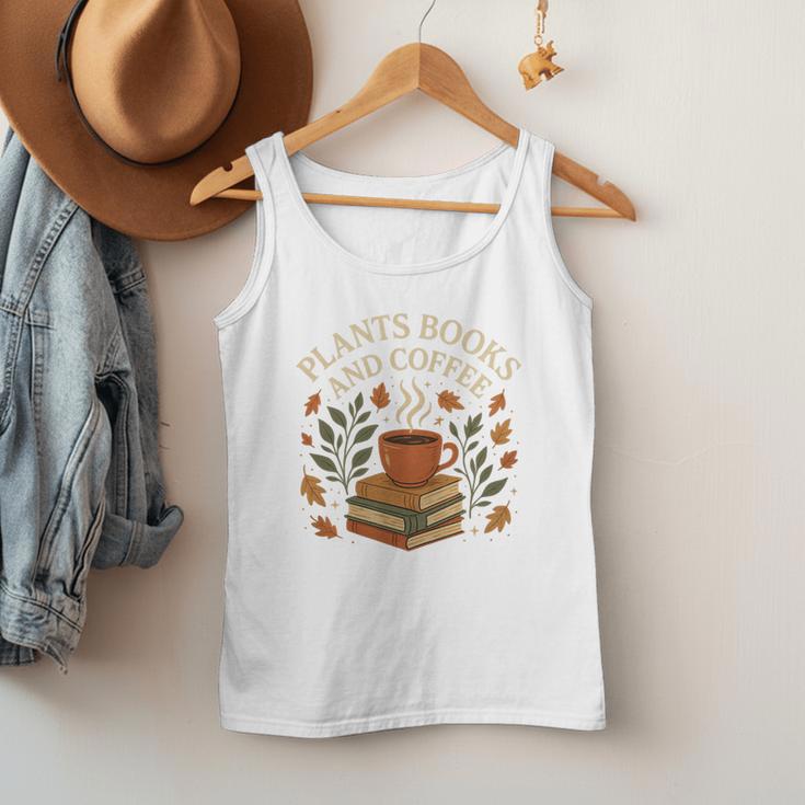 Plants Books And Coffee Nature Leaves Reading Book Lover Premium Tri-Blend Men Tank Top
