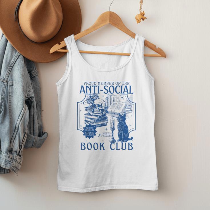 Sarcastic Anti Social Book Club Cat Skull Book Lover Men Tank Top