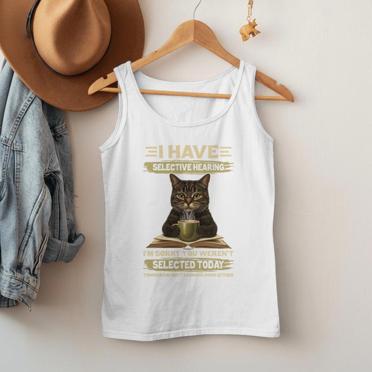 i Have Selective Hearing Cat Coffee Books Retro Men Tank Top