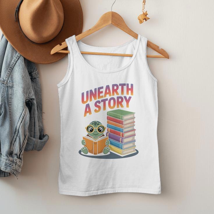 Unearth A Story Cute Turtle Reading Books Librarian Men Tank Top Unearth A Story Cute Turtle Reading Books Librarian Men Tank Top
