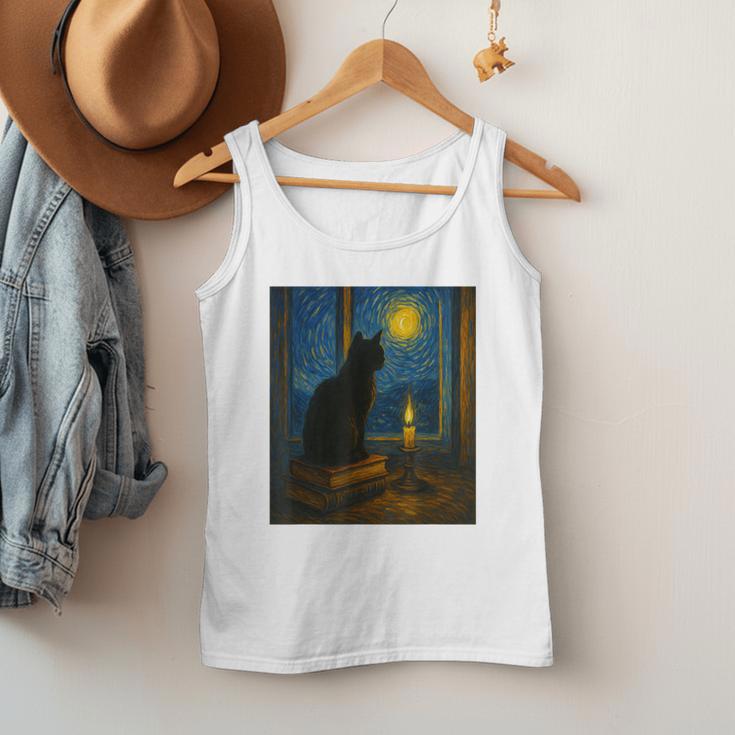 Van Gogh Starry Night Art Cat And Book Lovers Men Tank Top Van Gogh Starry Night Art Cat And Book Lovers Men Tank Top