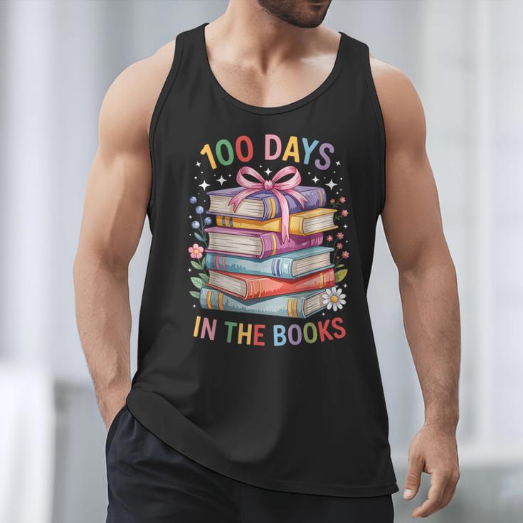 100 Days In The Books Cute Book 100 Days Of School Teachers Men Tank Top