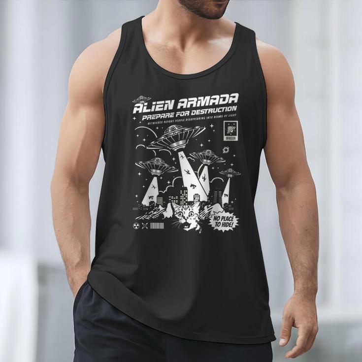 Alien Abduction UFO Lovers Comic Book Style Shirt Men Tank Top