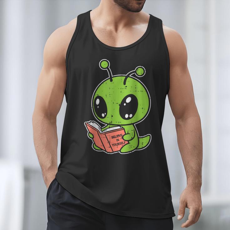 Alien Reading Book Believe In Yourself Kids Women Men Men Tank Top