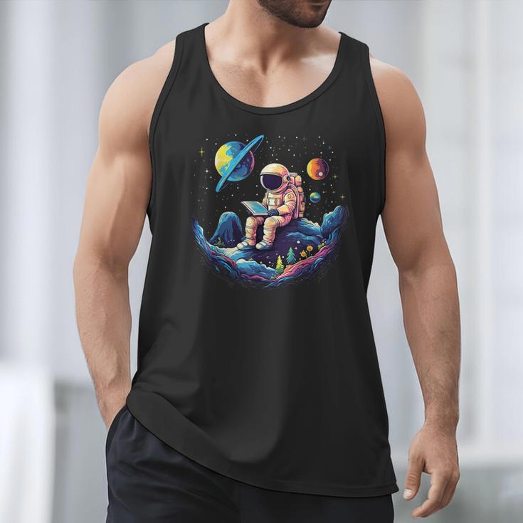 Astronaut Reading Book In Space Books Lover Bookworm Men Tank Top