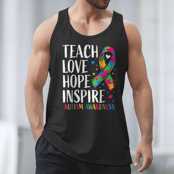 Autism Awareness Ribbon Mom Dad Kids Autistic Support Autism Men Tank Top