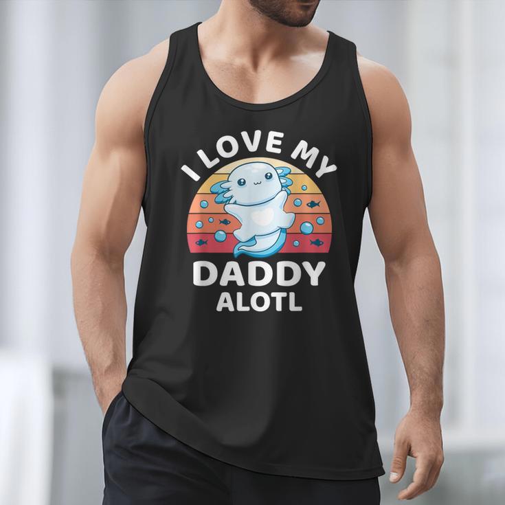 Axolotl Kids Teens Retro Sunset I Love My Daddy Men Tank Top