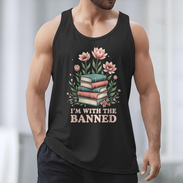 Im With The Banned Floral Flower Book Lover Men Tank Top Im With The Banned Floral Flower Book Lover Men Tank Top