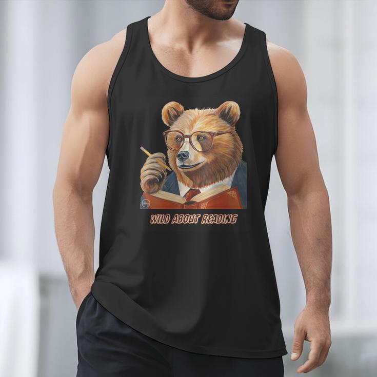 Bear Reading Book Glasses Library Zoo Teacher School Animal Men Tank Top Bear Reading Book Glasses Library Zoo Teacher School Animal Men Tank Top
