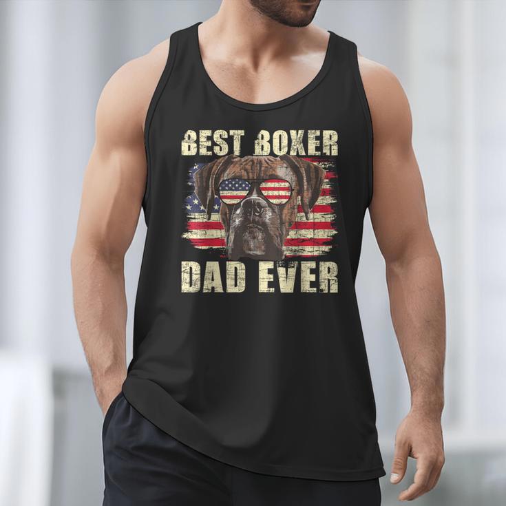 Best Boxer Dad Ever USA Flag American Dog Animal Lover Men Tank Top