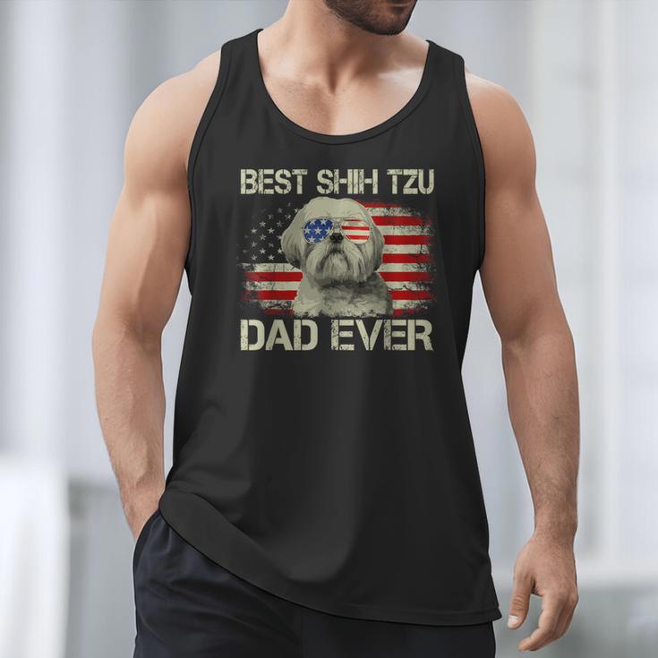 Best Shih Tzu Dad Ever Tshirt Dog Lover American Flag Men Tank Top