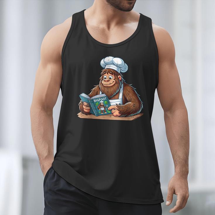 Bigfoot Reading a Cookbook Men Tank Top