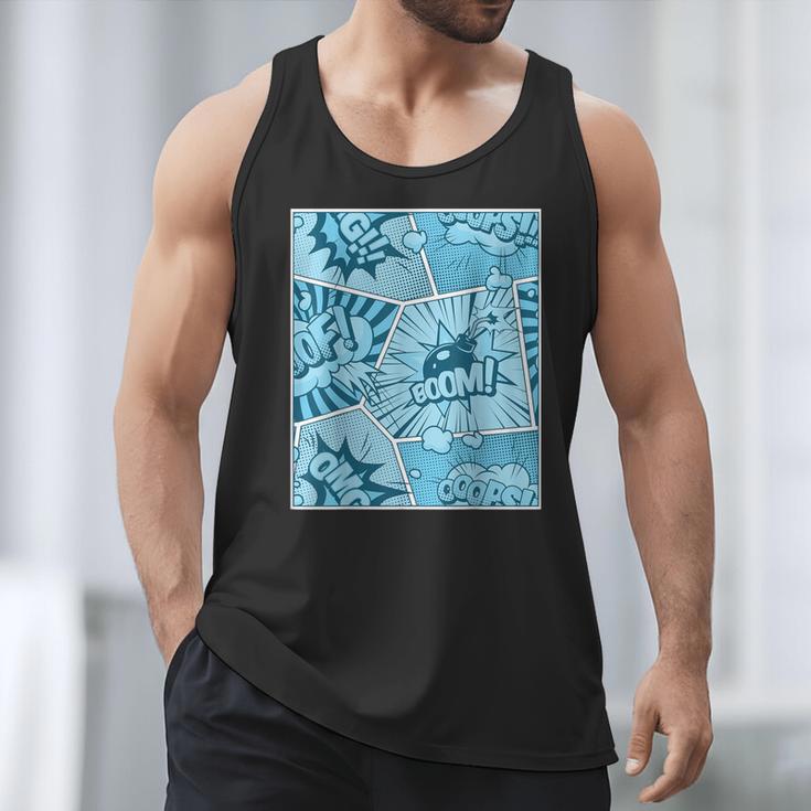 Blue Comic Book Blue Graphic Men Tank Top