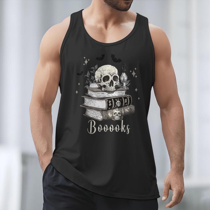 Boo Skeleton Skull Books Halloween Women School Teacher Kid Men Tank Top