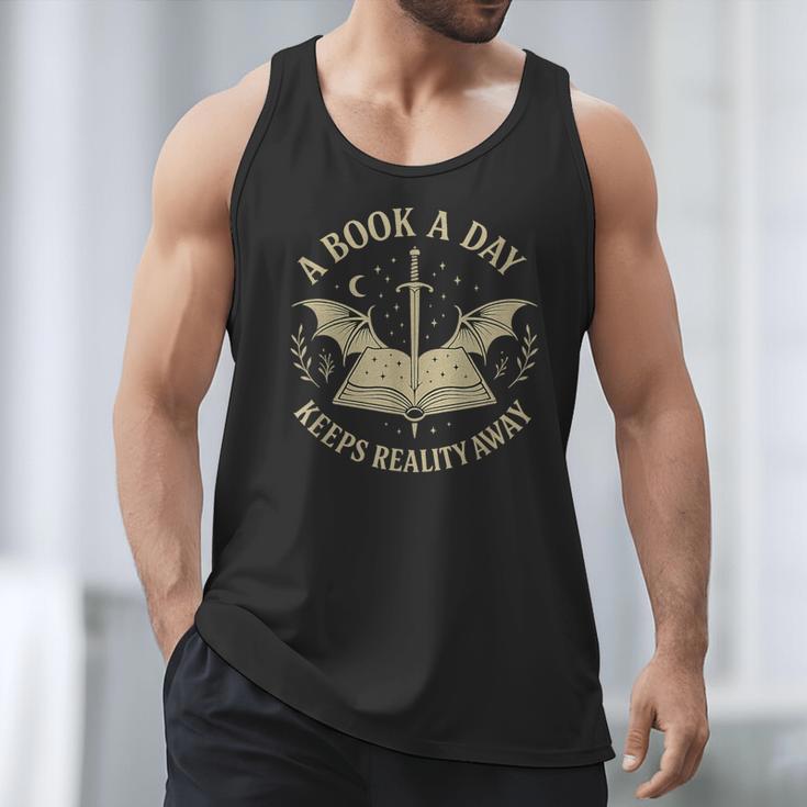 A Book A Day Keeps Reality Away Reading Escape Quote Men Tank Top A Book A Day Keeps Reality Away Reading Escape Quote Men Tank Top