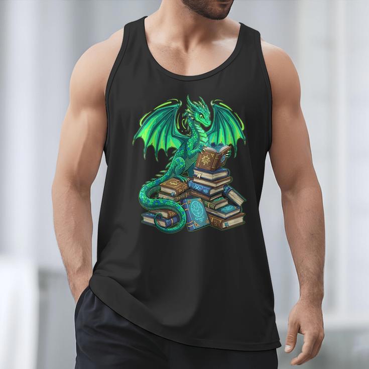 Book Dragon Reading Fantasy Men Tank Top