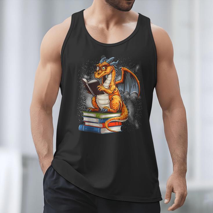 Book Dragon Reading Book Lover Men Tank Top