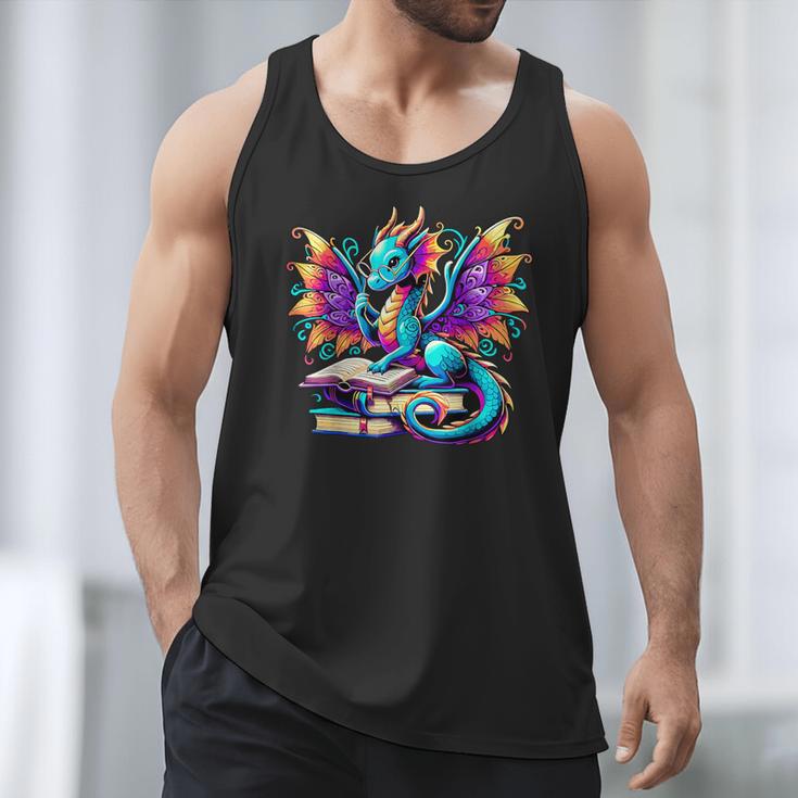 Book Dragon Reading Men Tank Top