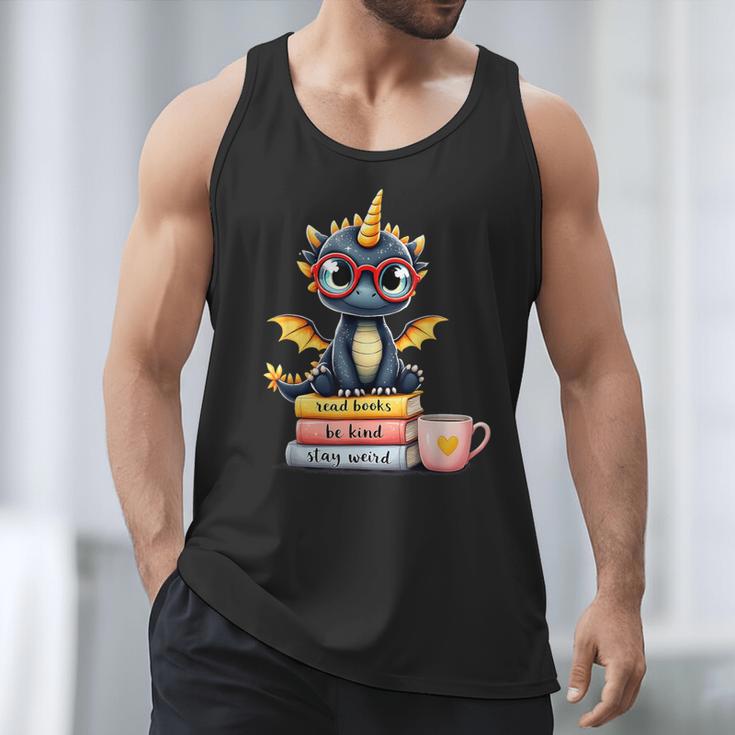 Book Lover Cute Baby Dragon Reading Men Tank Top