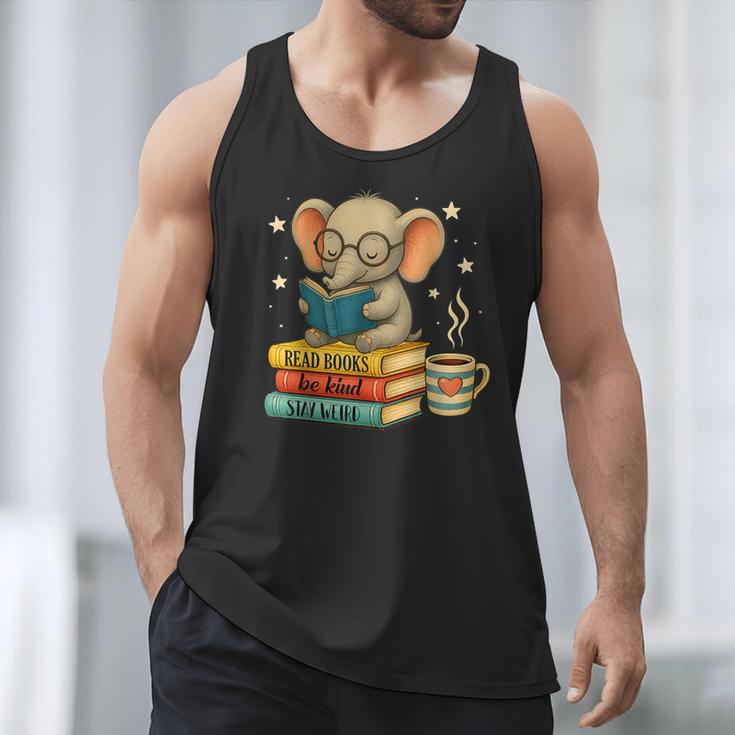 Book Lover Elephant Reading Books Library Read Books Be Kind Men Tank Top
