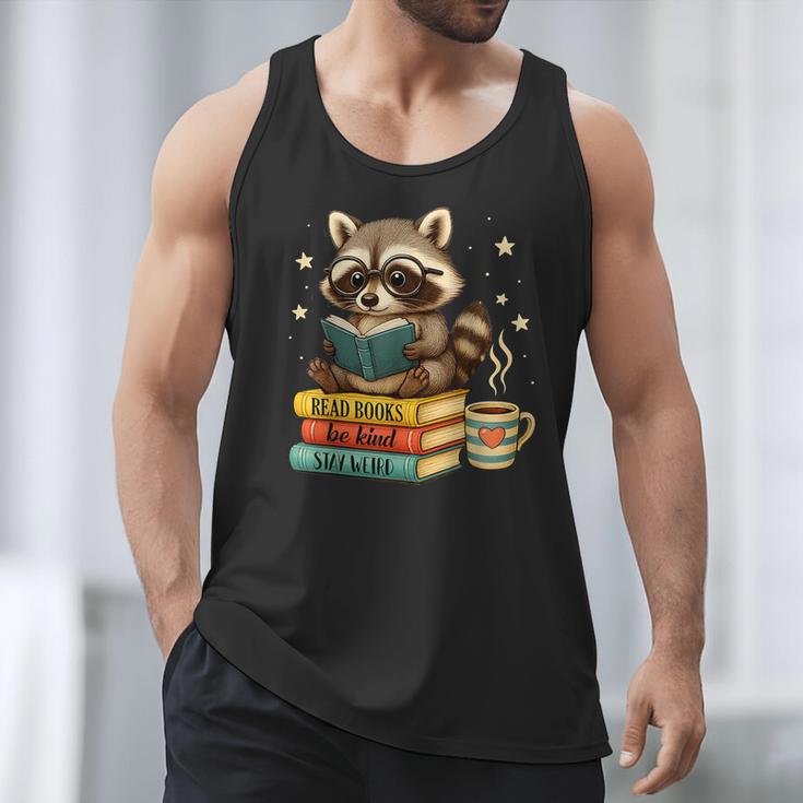 Book Lover Racoon Reading Bookish Library Read Books Be Kind Men Tank Top