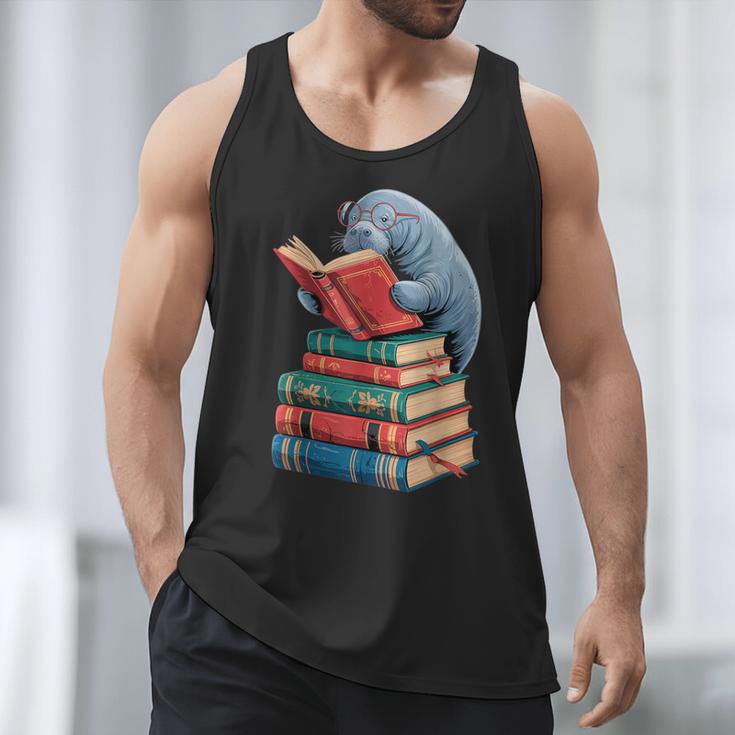 Book Reading Book Reader Manatees Sea Animal Sea Cow Manatee Men Tank Top