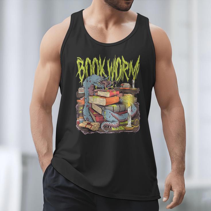 Graphic Book Worm Monster Horror Reading Book Lover Men Tank Top