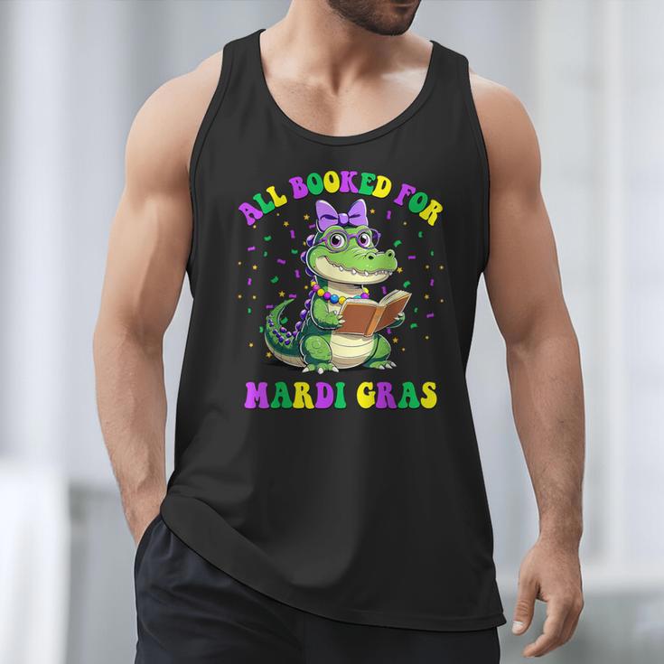 All Booked For Mardi Gras Crocodile Reading Book Teacher Men Tank Top