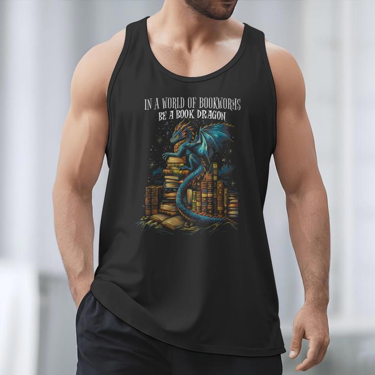 Bookish Quote In a World Of Bookworms Be a Book Dragon Men Tank Top Bookish Quote In a World Of Bookworms Be a Book Dragon Men Tank Top