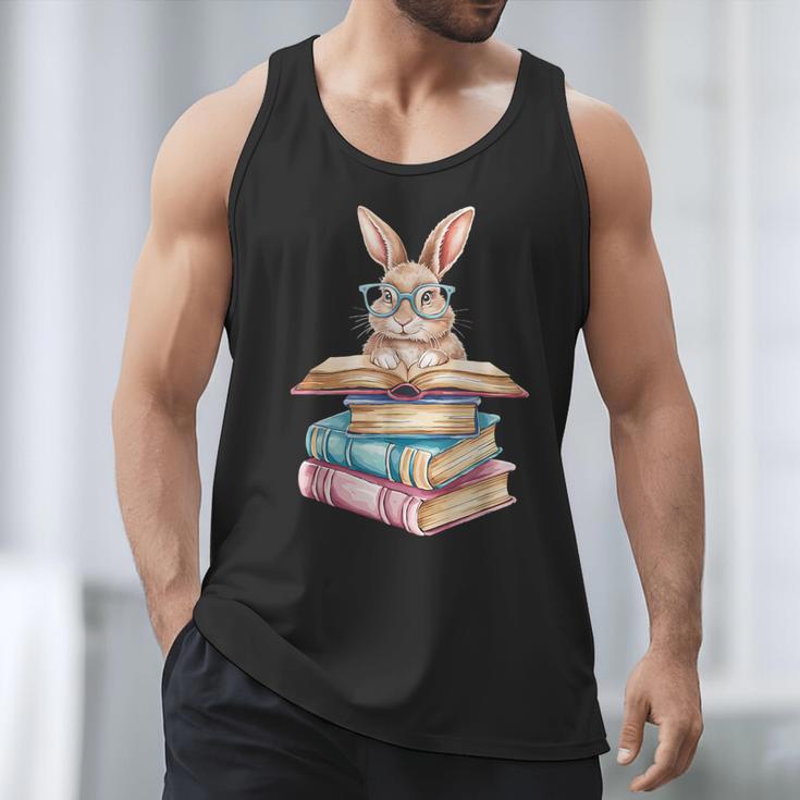 Books Bookworm Reader Book Cute Reading Bunny With Glasses Men Tank Top