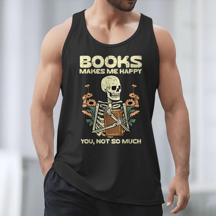 Books Make Me Happy Skeleton Read Reading Librarian Book Men Tank Top