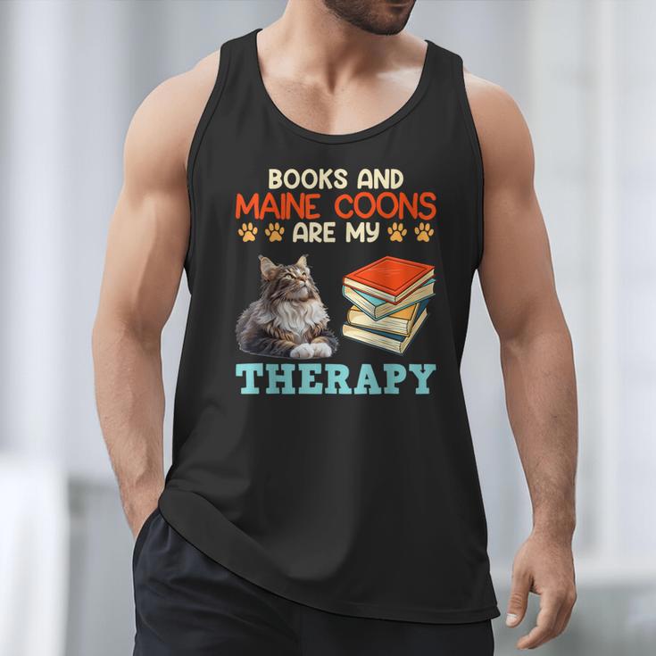 BOOKS AND MAINE COONS ARE MY THERAPY Main Coon Men Tank Top
