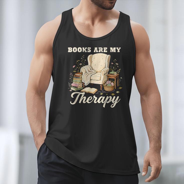 Books Are My Therapy Cozy Reading Chair Artwork Men Tank Top